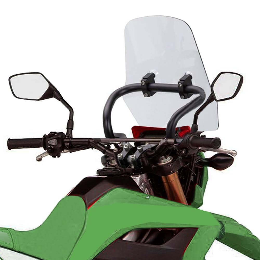 RAIMTO Universal Motorcycle Windscreen for Kawasaki KLX 230/230S - Adjustable Adventure Windshield with Portable Navigation Stand | Perfect for Off-Road Riding & Long-Distance Touring