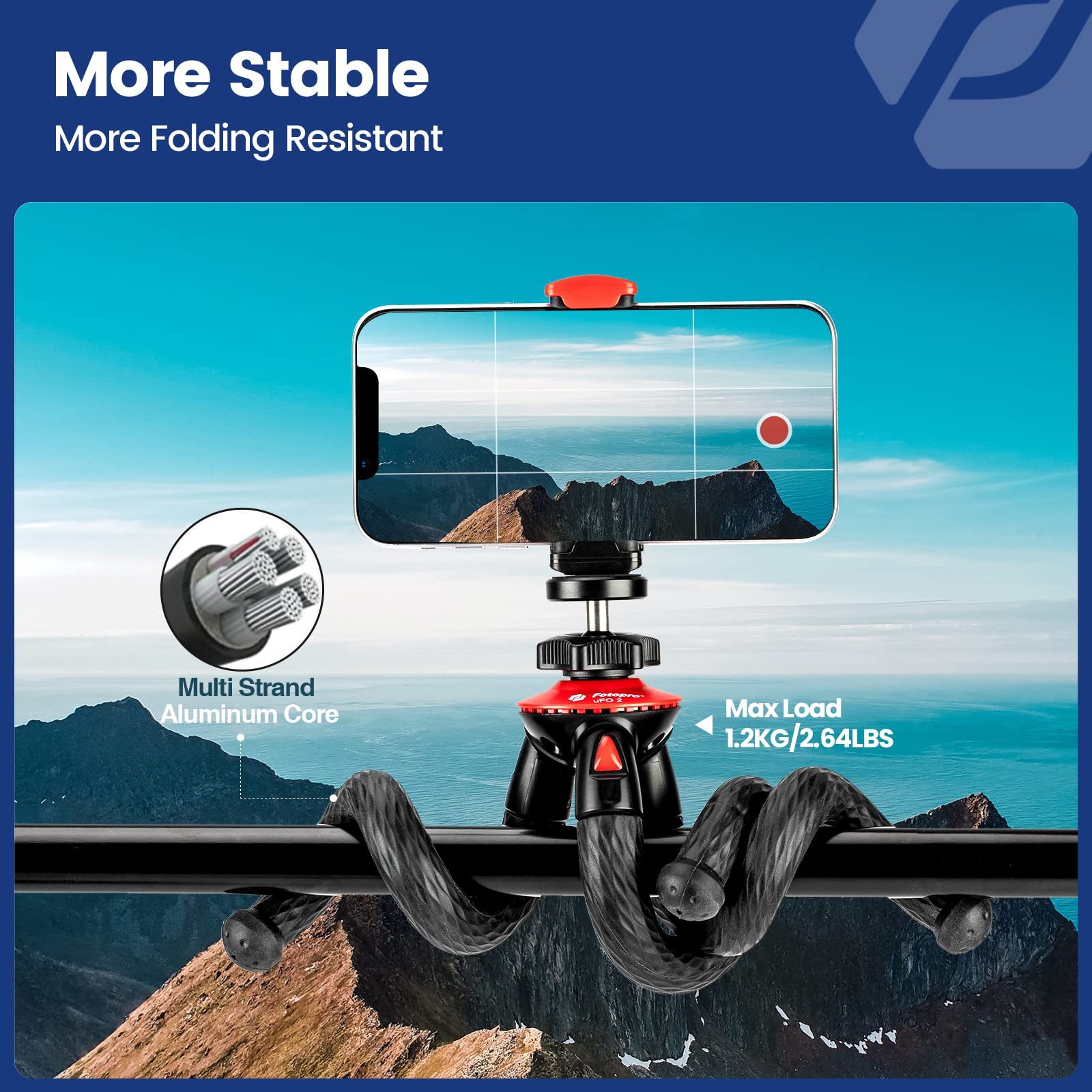 Fotopro Flexible Tripod with Wireless Remote for Smartphones - Waterproof, Durable & Portable Phone Tripod Stand for Travel, Live Streaming, Vlogging, YouTube Videos & Outdoor Photography