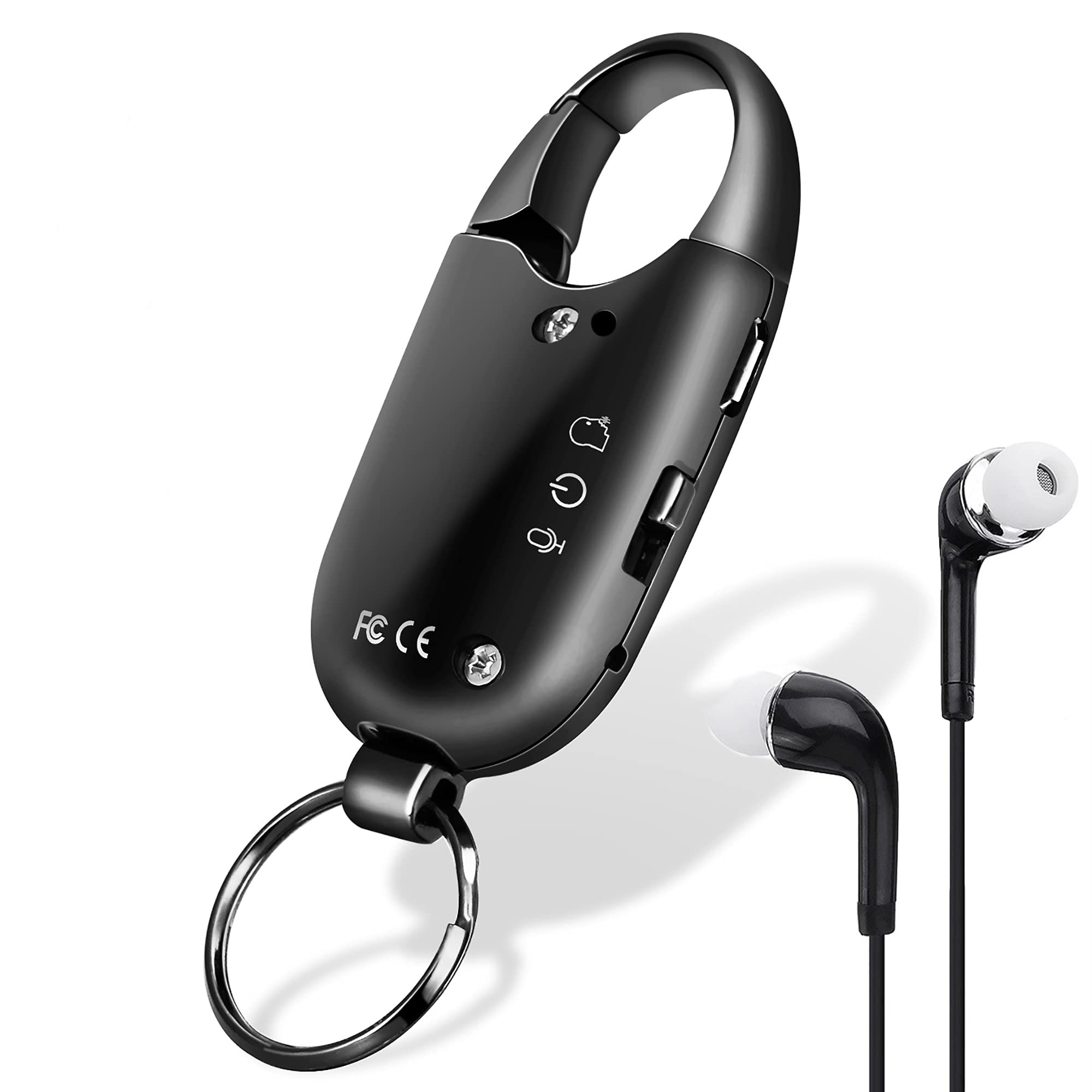 EOQO 16GB Keychain Digital Voice Recorder - Voice Activated Audio Recorder with Playback, Rechargeable Mini Recorder for Lectures, Meetings, Interviews & Music (Black) - Perfect for Students, Journalists & Professionals