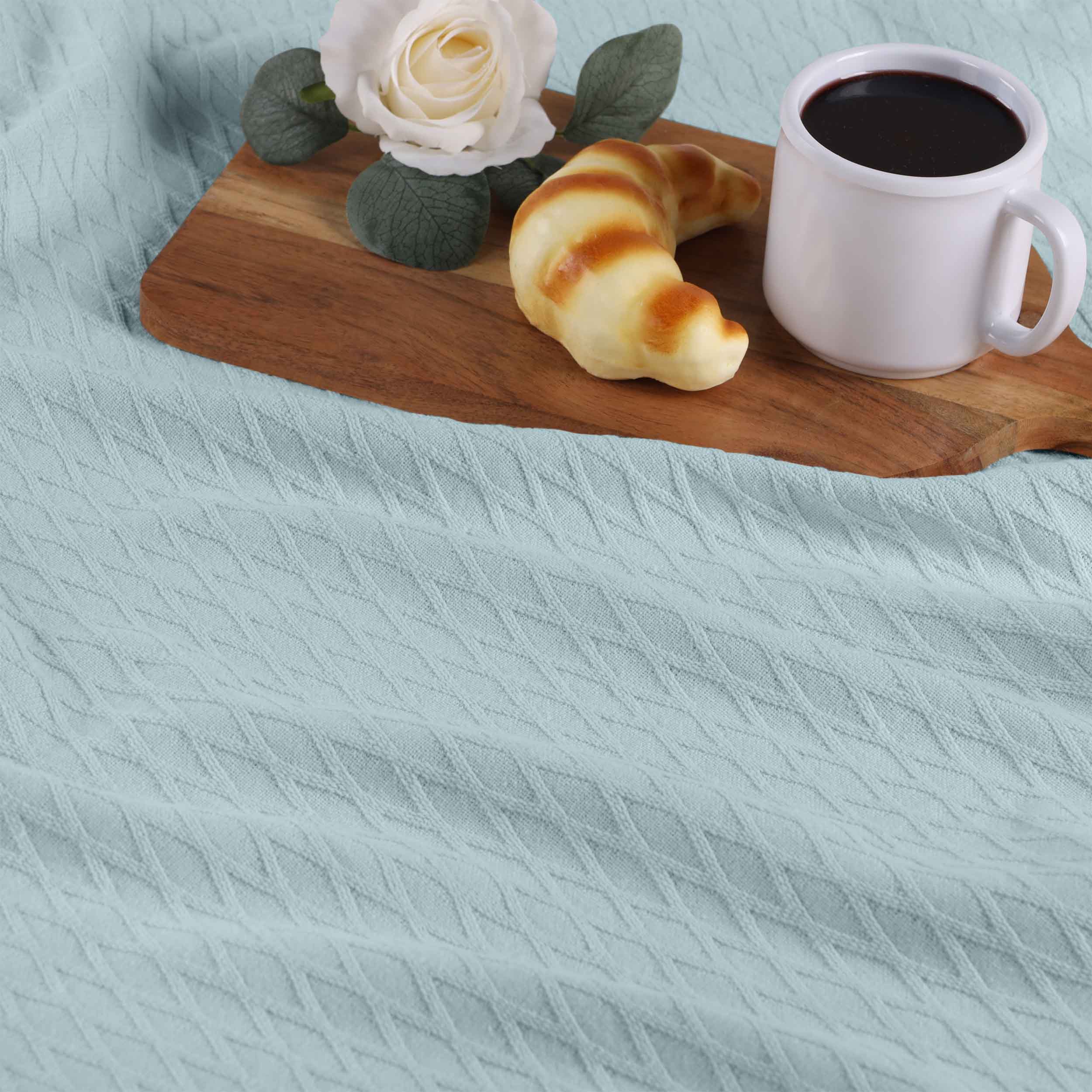 Premium Cotton All-Season Diamond Pattern Bed Blanket & Sofa Throw - Soft Cozy Blanket for Bedroom, Living Room, Travel and Gift Giving