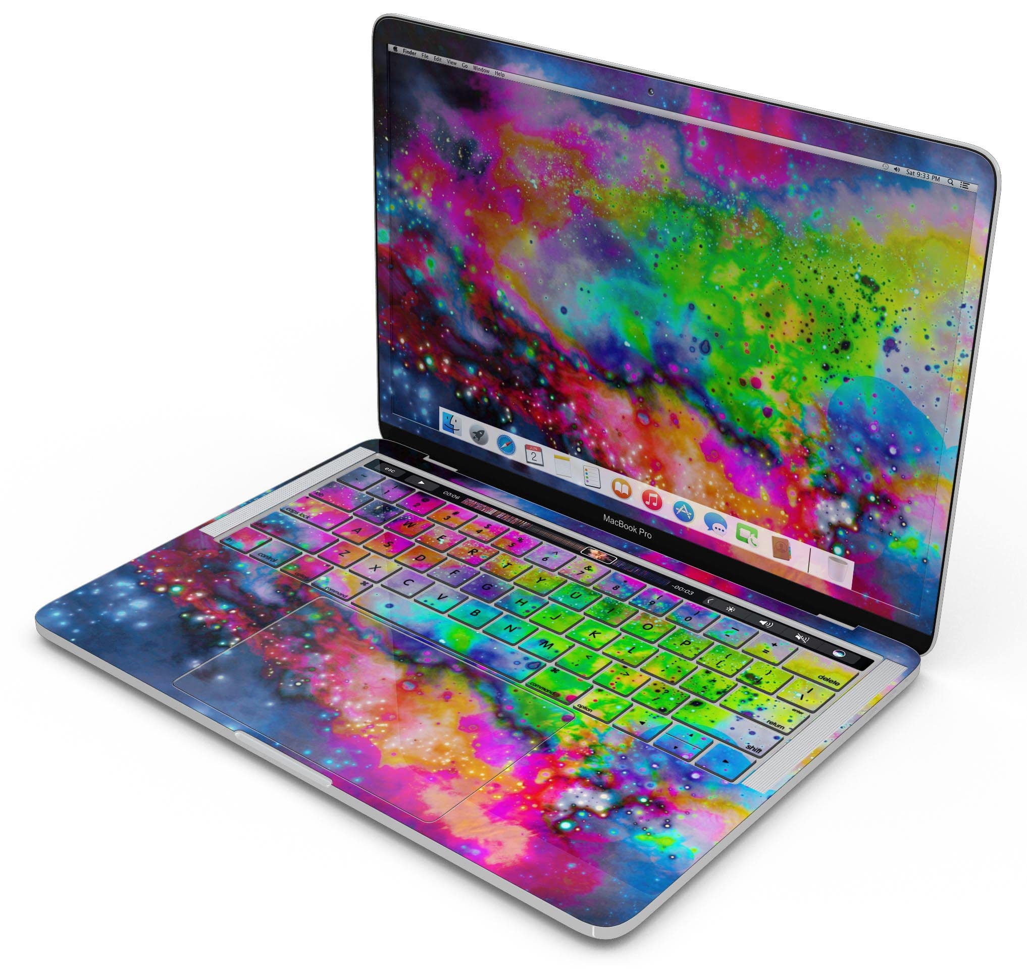 Neon Splatter Universe Full-Body Wrap Scratch Resistant Decal Skin for MacBook Air 13
