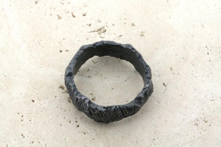 Oxidized Faceted & Etched Band Ring - Vintage Style Jewelry for Women - Perfect for Weddings, Parties & Everyday Wear