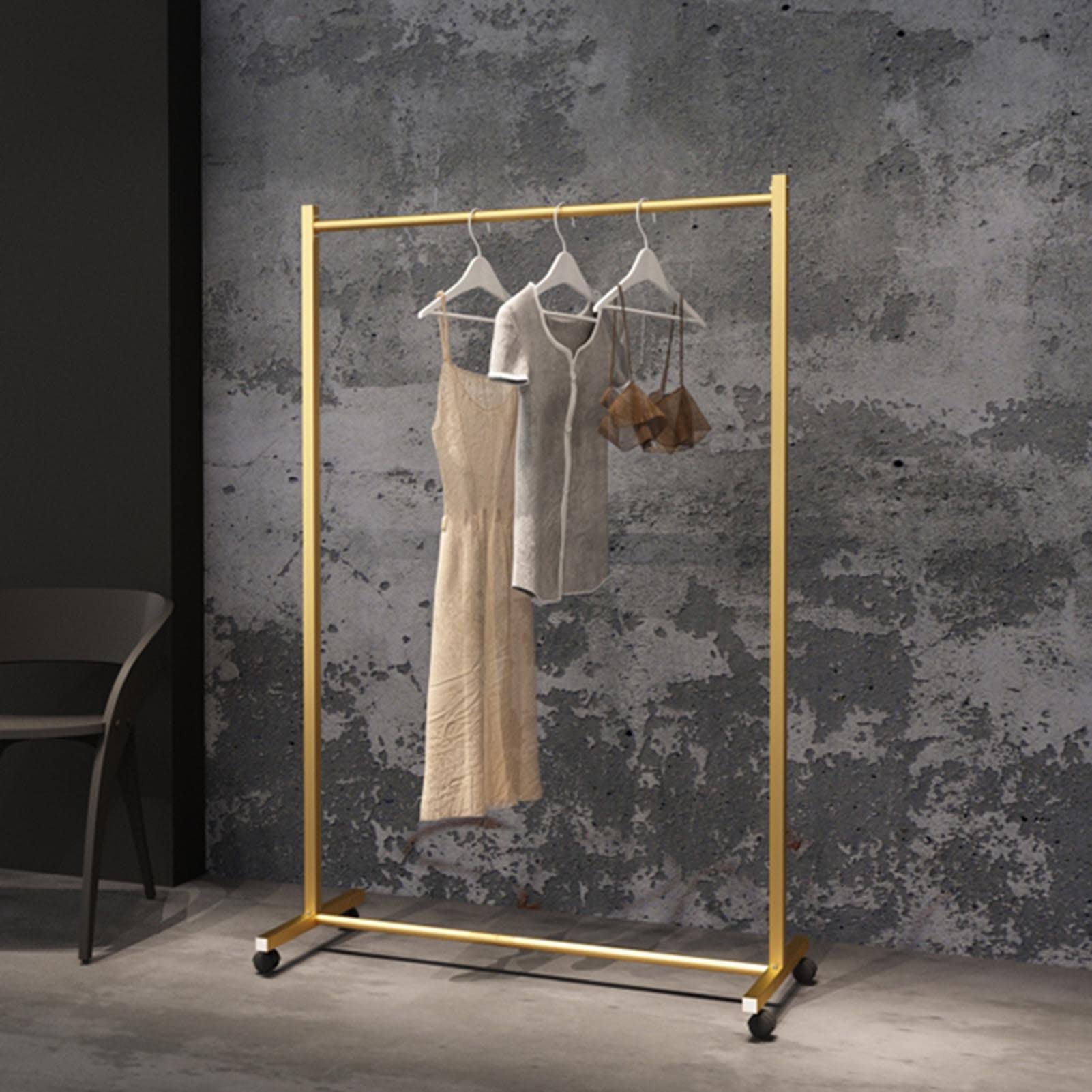 Sturdy Metal Clothes Hanger with Wheels - Freestanding Mobile Garment Rack for Retail Stores, Bedroom & Closet Organization | Heavy-Duty Rolling Clothing Display for Commercial Use & Home Laundry Drying