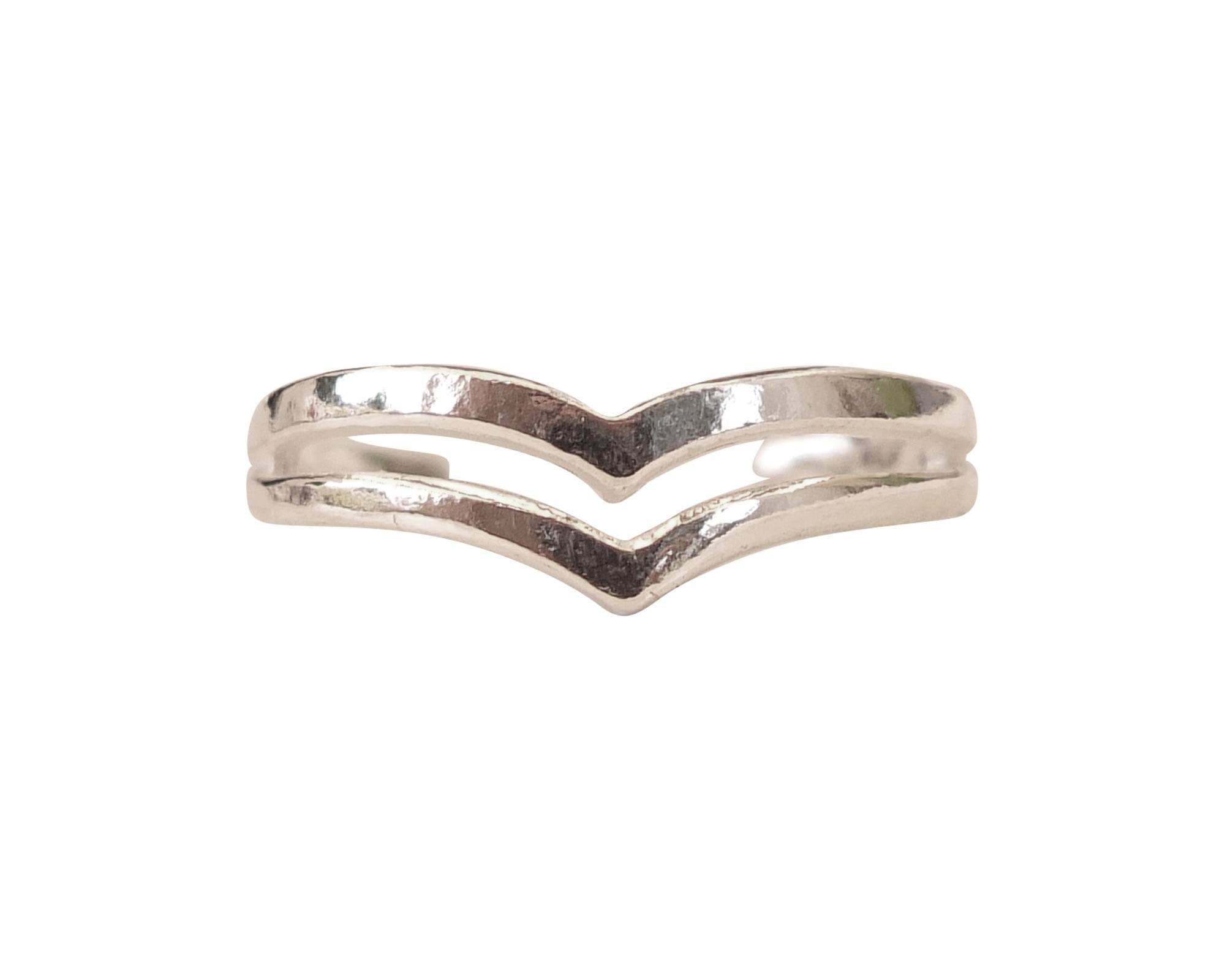 Handmade 925 Sterling Silver V-Shape Adjustable Toe Ring - Double Chevron Dainty Open Toe Design for Women | Perfect for Pinky or Knuckle Rings | Elegant Foot Jewelry for Beach, Summer & Boho Fashion | By MiYa Jewelry Creations