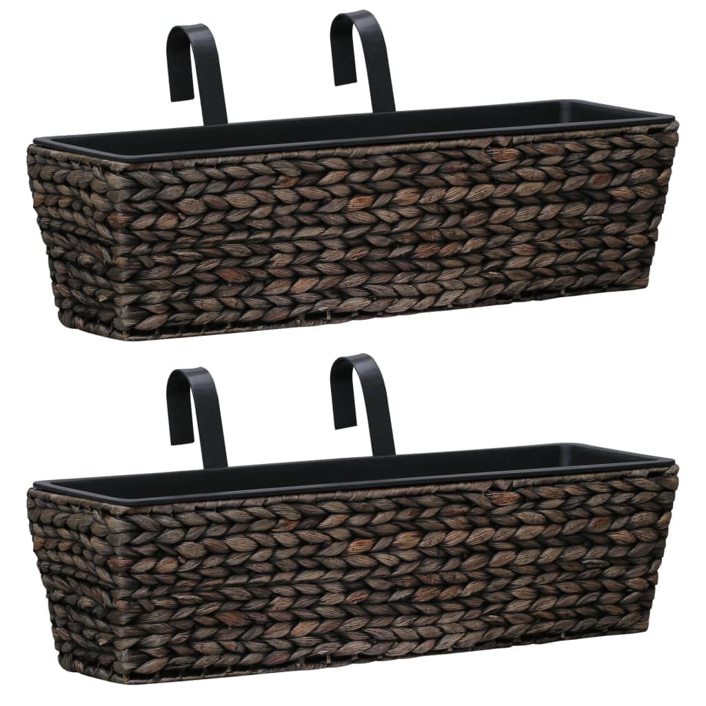 2 Pack Natural Water Hyacinth Planters - Brown Woven Basket for Home Decor, Indoor Plants, Bathroom Storage & Wedding Centerpieces