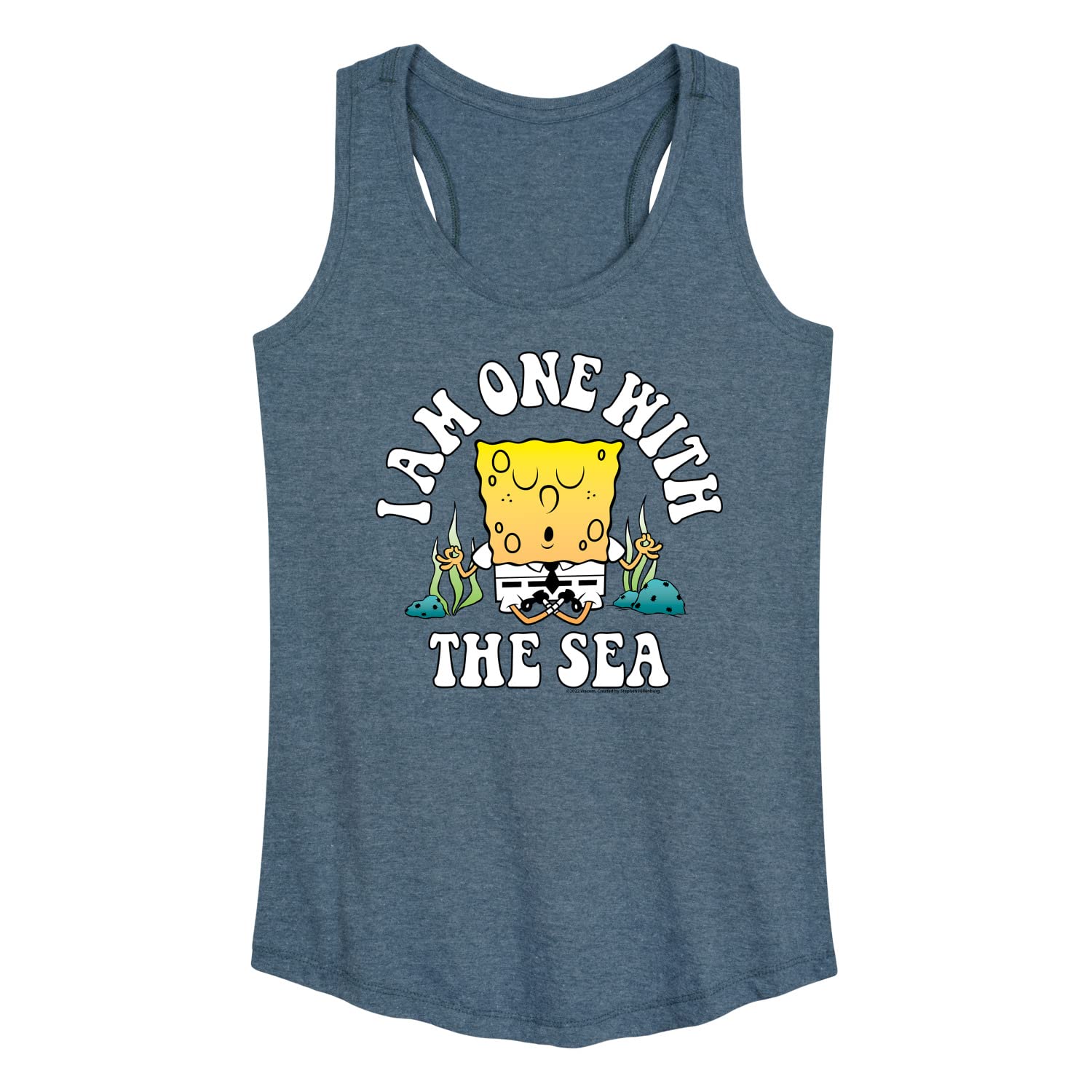 Spongebob SpongePants 'I'm One with The Sea' Women's Racerback Tank Top - Soft Hybrid Apparel - Perfect for Beach, Summer & Casual Wear