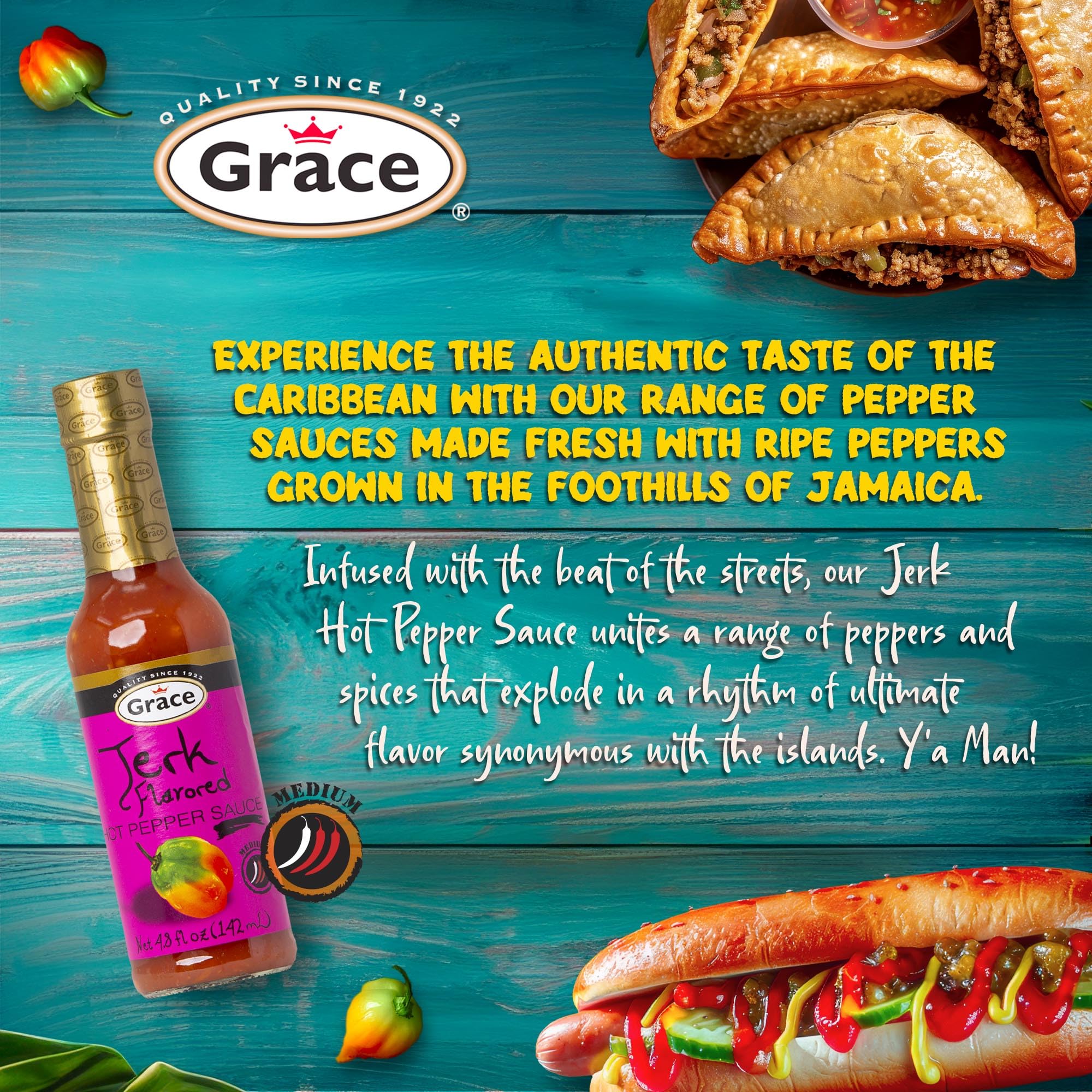 Authentic Jamaican Scotch Bonnet Pepper Sauce - Grace Jerk Hot Pepper Sauce 4.8oz (2 Pack) - Spicy Jerk Seasoning for Wings, Grilling & Caribbean Cooking - Hot Sauce for BBQ, Chicken & Seafood