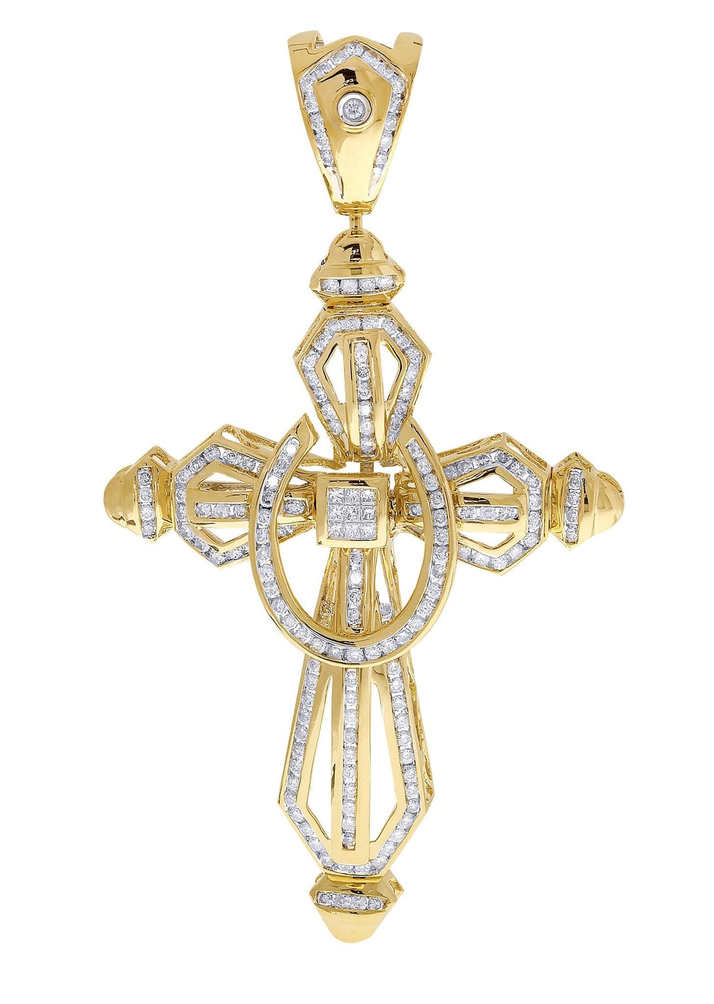 3.61 Carat Diamond Cross Pendant Necklace - 24.73 Grams Solid Gold Religious Jewelry for Women - Perfect for Church, Baptism & Special Occasions