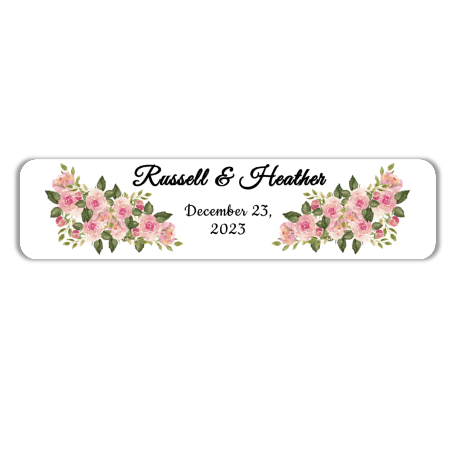 Personalized Wedding Bubble Labels - Pink Roses for Favors & Decor