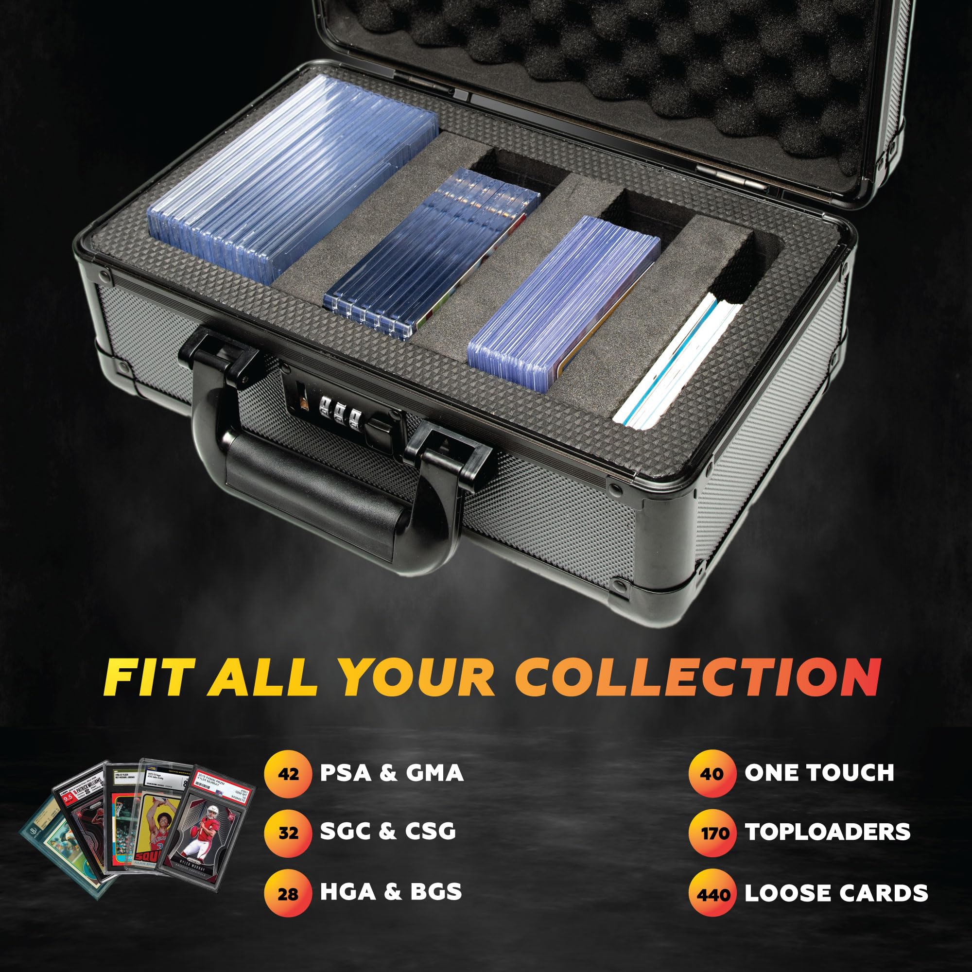 Premium 1 & 4 Row BGS/PSA Graded Card Storage Case - Heavy Duty Sports Card Holder Box for PSA Slab Protection | Perfect for Collectors, Trading & Displaying Sports Cards