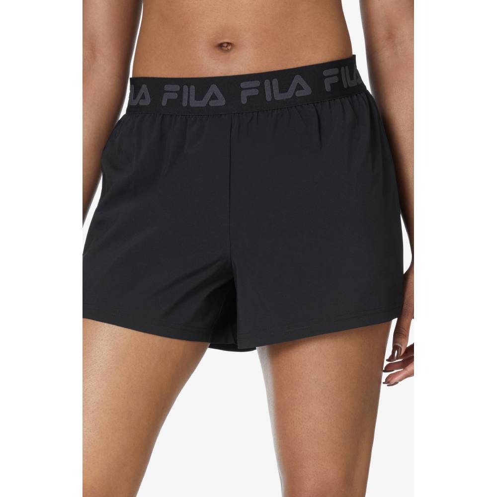 Fila Women's Essential Woven Athletic Shorts - Black | Comfortable Workout & Running Shorts for Women | Perfect for Gym, Yoga & Casual Wear