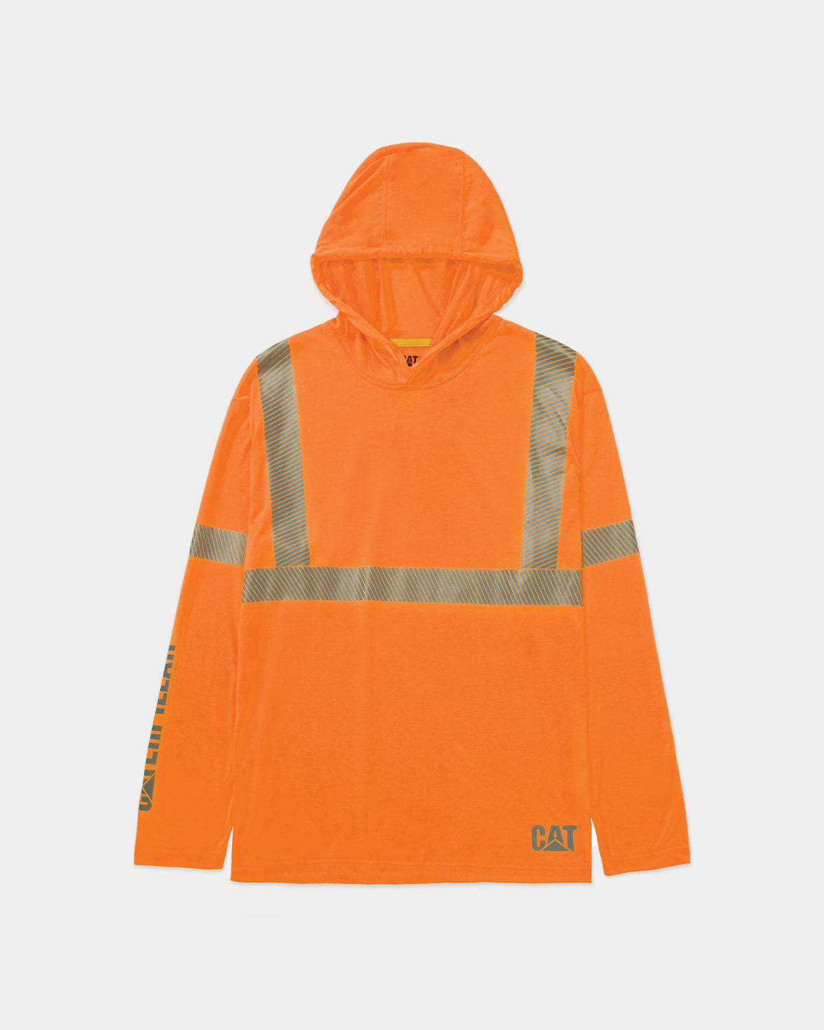 ANSI Certified High Visibility UPF Hooded Long Sleeve T-Shirt for Men - Safety Workwear for Construction, Roadwork & Outdoor Activities