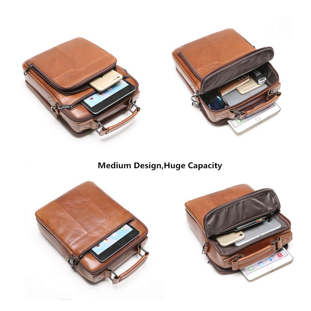 Genuine Leather Messenger Bag for Men - Crossbody Shoulder Bag & Briefcase - Perfect for Work, Travel, and Business Commutes