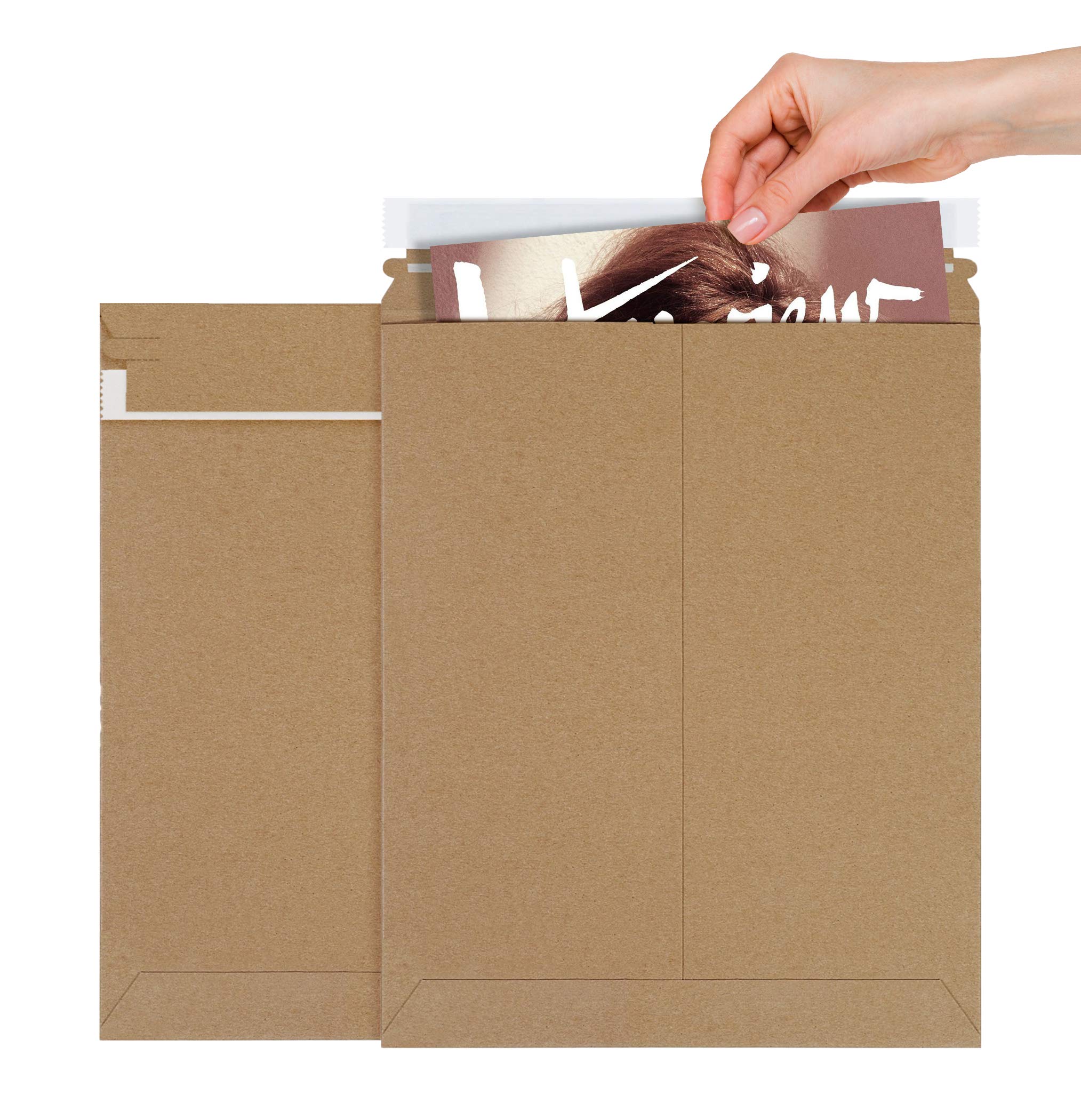 APQ 11x13.5 Inch Brown Kraft Cardboard Mailers - 100 Pack Rigid Self-Seal Envelopes with Adhesive Strip | Heavy Duty Shipping Envelopes for Documents, Photos, Books & Small Business Packaging