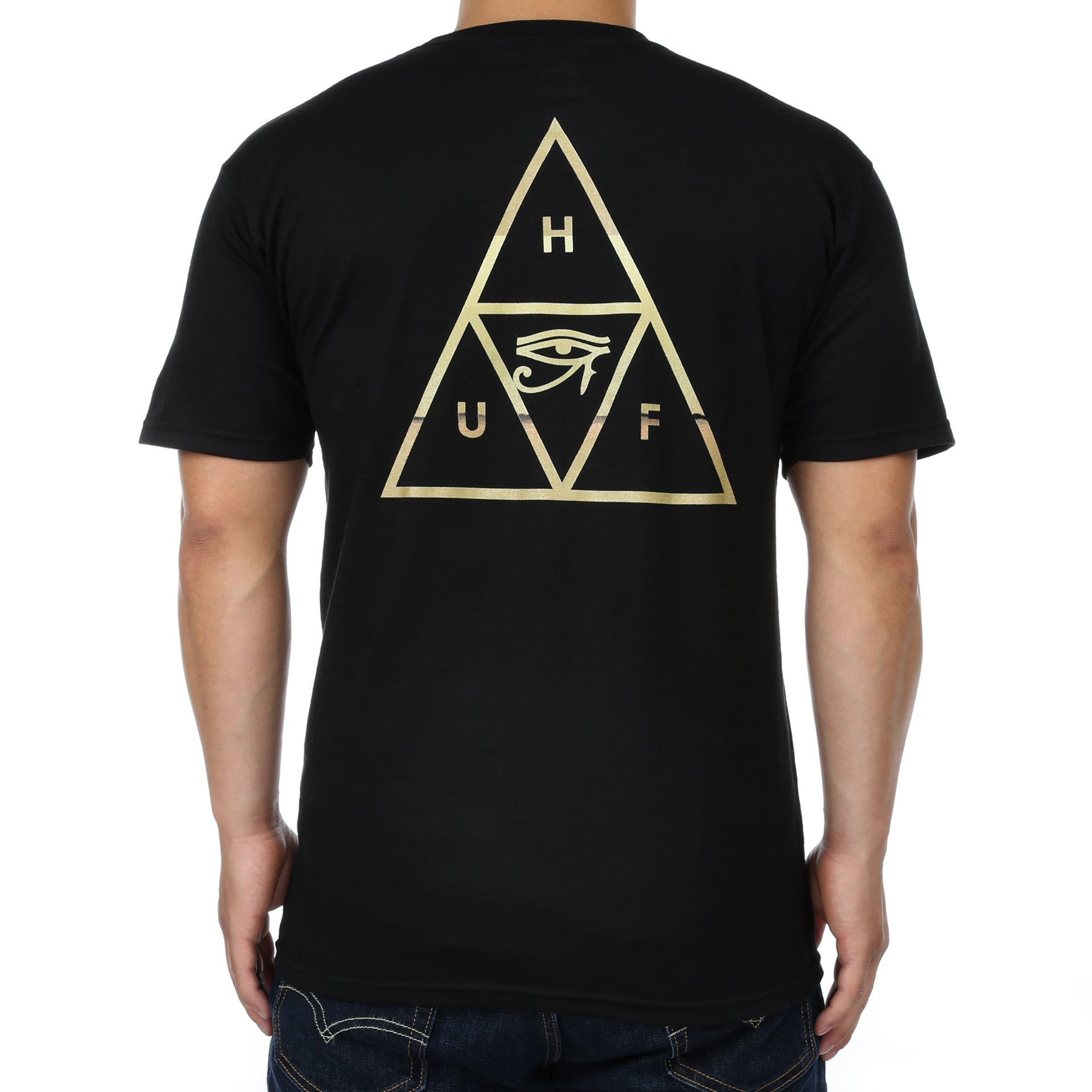 Huf 24K Triple Triangle T-Shirt for Men - Black Cotton Graphic Tee - Streetwear Fashion for Casual Wear & Urban Style