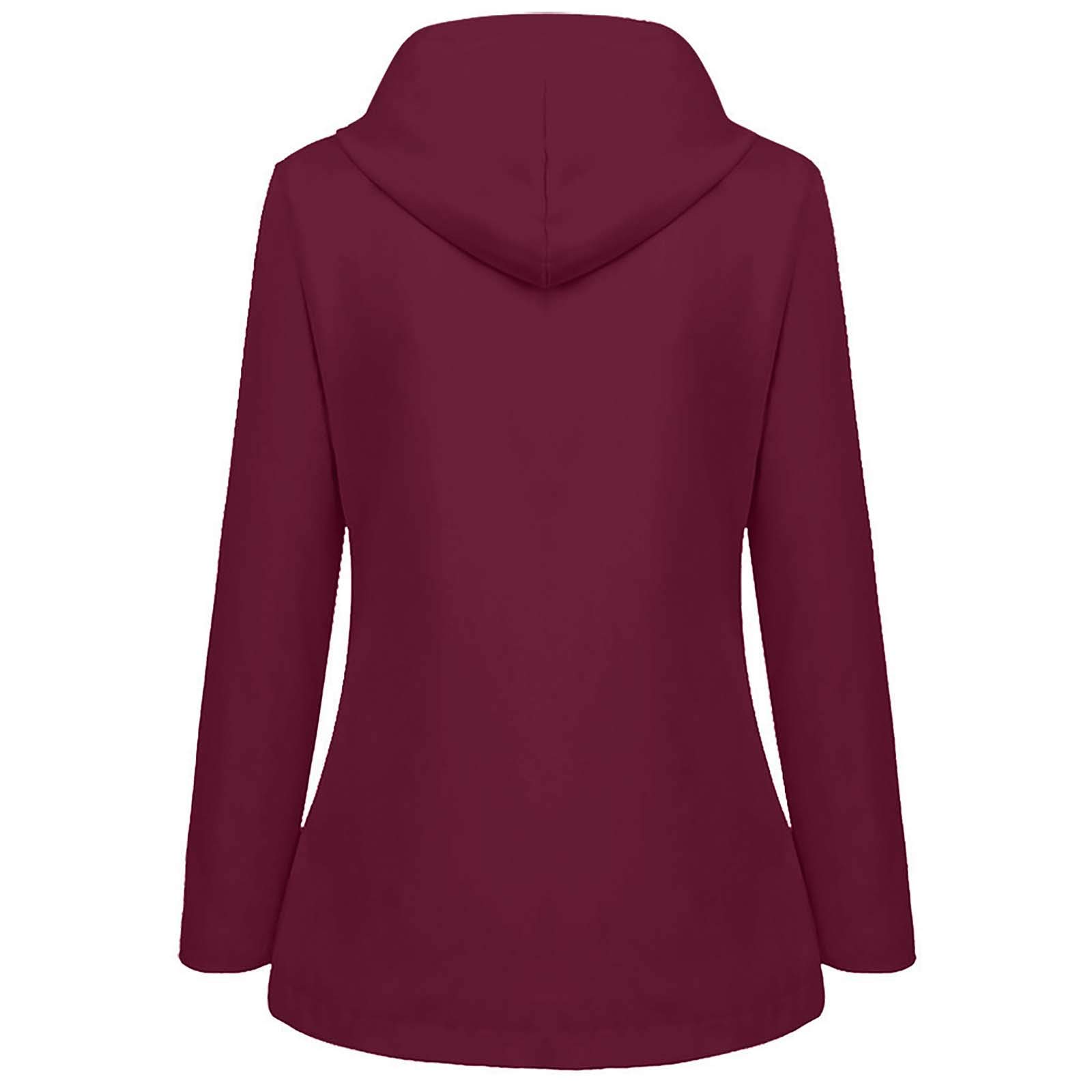 Women's Plus Size Windproof Hooded Raincoat - Solid Plush Fall Jacket for Outdoor Activities, Hiking & Commuting