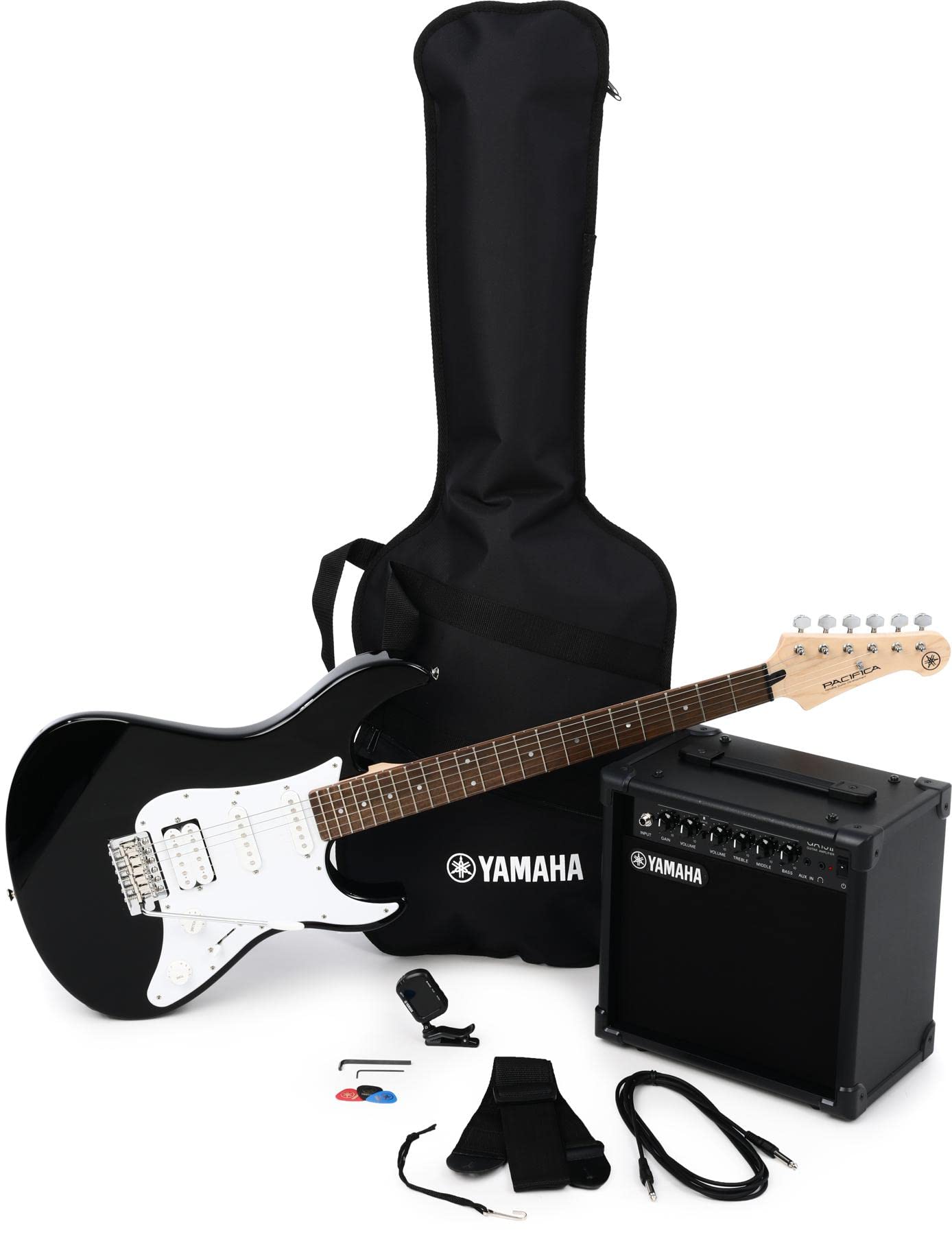Yamaha EG Electric Guitar Starter Pack with Amp, Gig Bag, Tuner & Accessories - Black | Perfect for Beginners, Practice & Live Performances