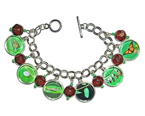 Monarch Butterfly Life Cycle Charm Bracelet - Nature's Metamorphosis Jewelry for Women | Save the Monarch Awareness Gift | Perfect for Nature Lovers, Gardeners & Butterfly Enthusiasts