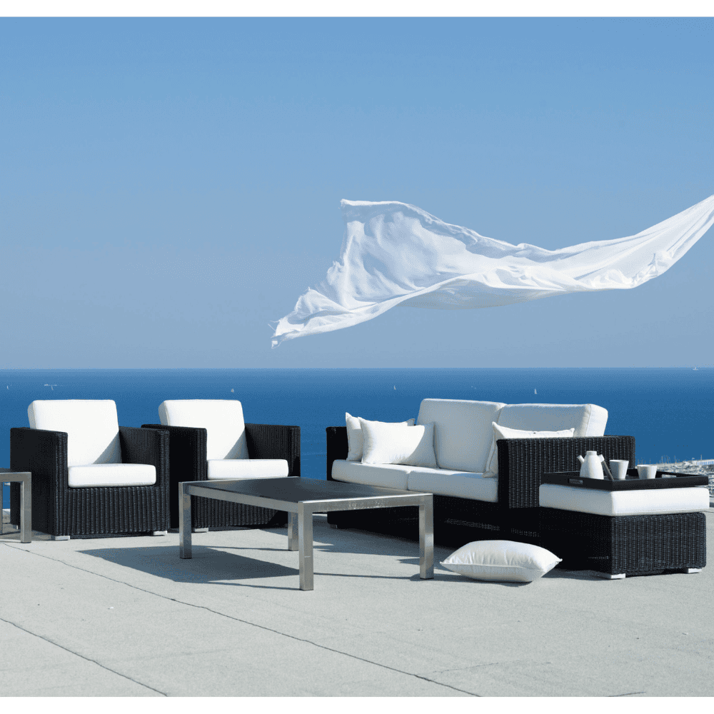 Chester Lounge Weave Coastal Outdoor Chair - Waterproof Wicker Patio Furniture for Poolside, Beach, Garden & Backyard Relaxation