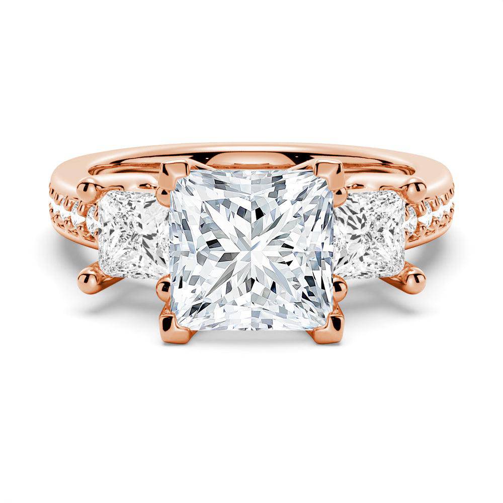 Princess Cut Three Stone Moissanite Engagement Ring - Vintage Style Wedding Band for Women, Perfect for Proposals, Anniversaries & Special Occasions