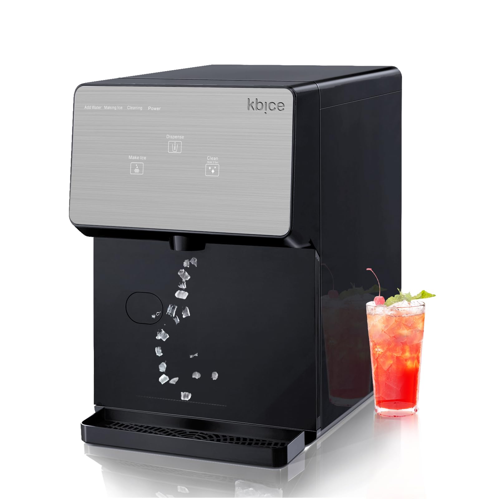 2.0 Countertop Nugget Ice Maker - 32lbs/24Hrs Soft Chewable Ice, LED Touch Panel & Self-Cleaning Function, Automatic Ice Dispenser - Perfect for Home Bars, Offices, and Outdoor Entertaining