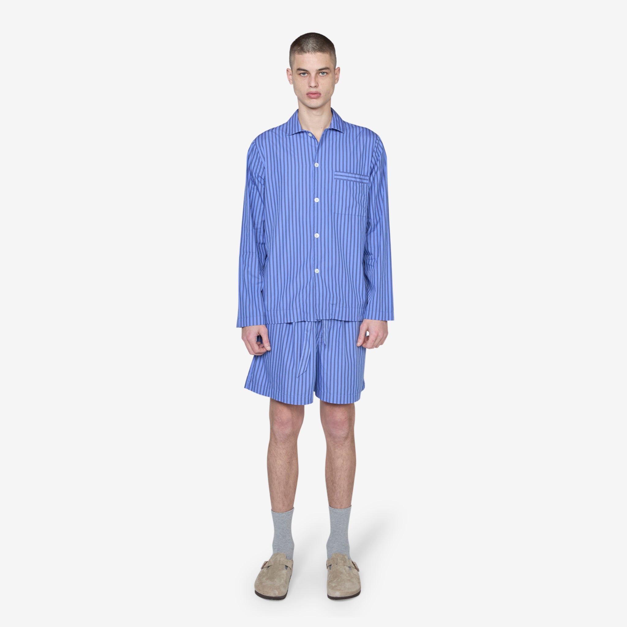 Cotton Poplin Pajama Shorts for Women - Boro Stripes Sleepwear Set - Comfortable & Breathable Nightwear for Summer & Lounge Wear