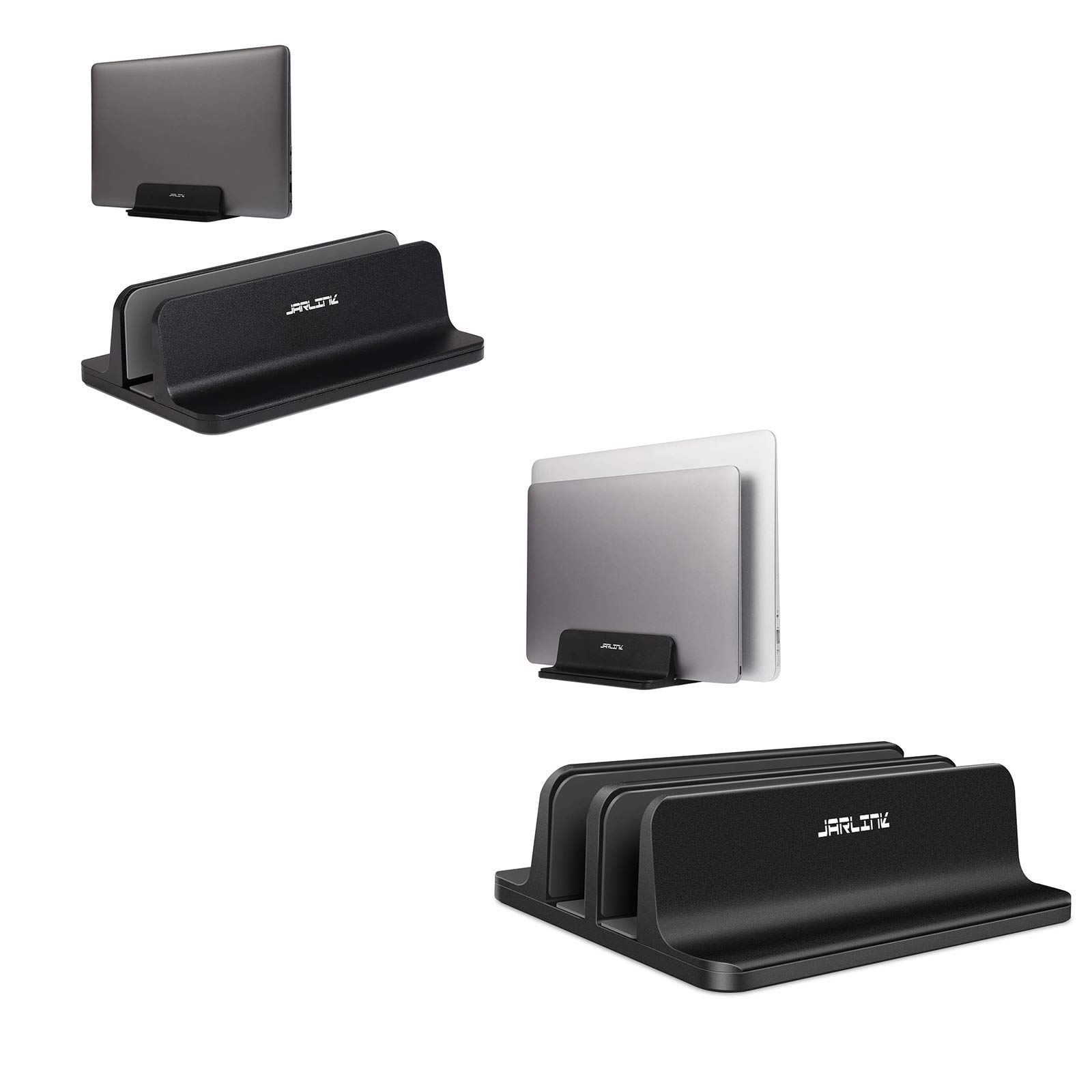 JARLINK Vertical Laptop Stand with Docking Station - Adjustable Dual Desktop Holder for Laptop & Tablet (Fits up to 17.3 inch) - Perfect for Home Office, Workspace Organization & Multi-Device Setup
