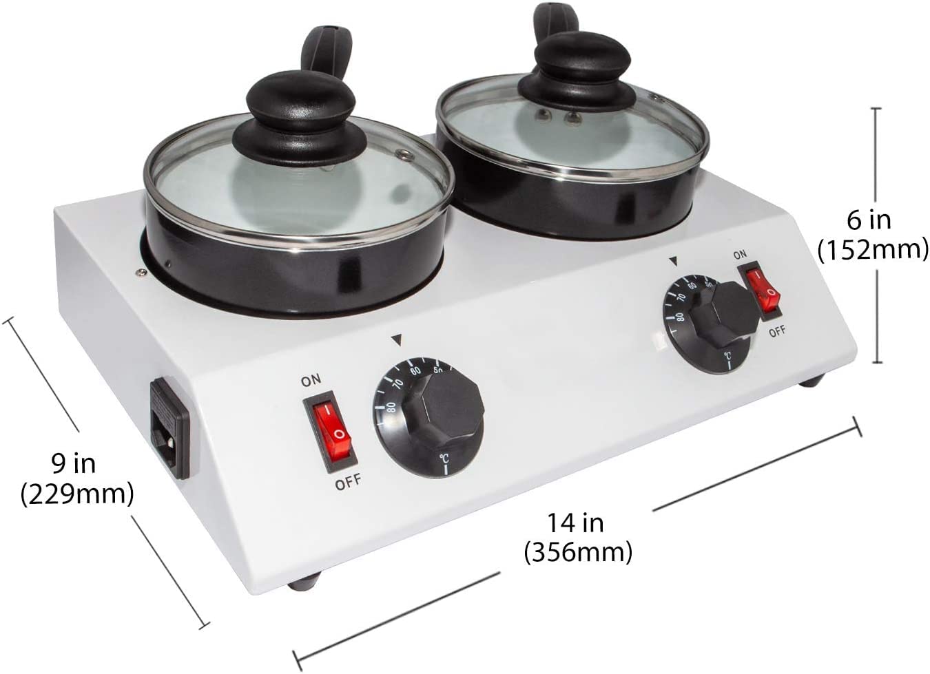 INTSUPERMAI 2-Pot Electric Chocolate Melter & Fondue Warmer - 110V 60Hz for Melting Chocolate, Candy, Butter, Cheese & Caramel - Perfect for Parties, Dessert Making & DIY Treats at Home