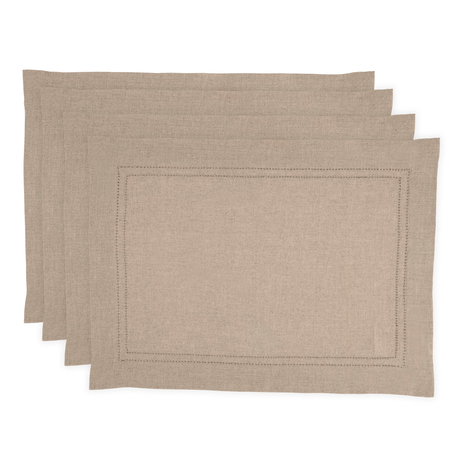 Premium Linen Double Hemstitch Placemats Set of 4 - Elegant Table Decor for Dining Room, Kitchen, and Special Occasions