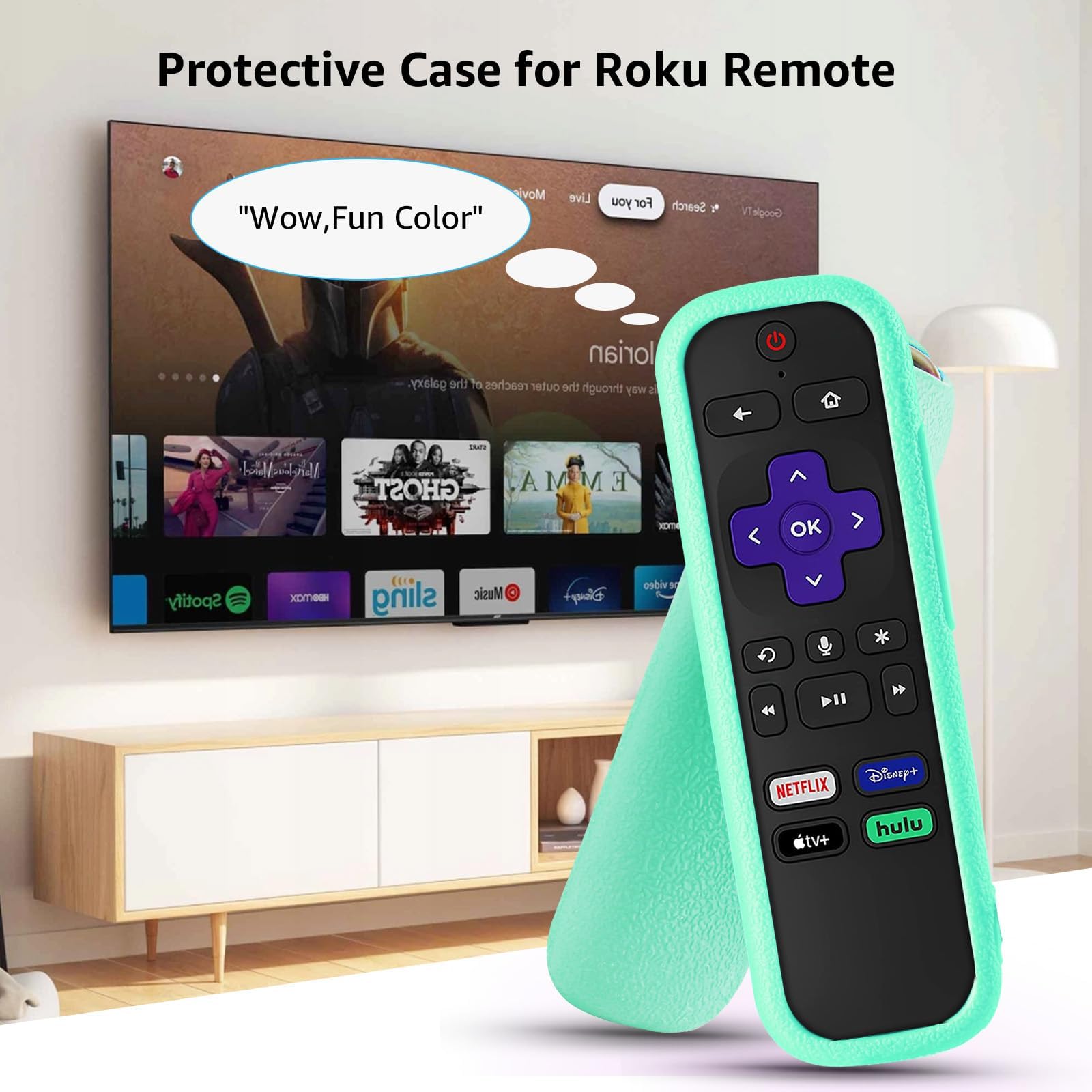 4-Pack Roku Remote Covers - Universal for Hisense/TCL TV - Glow in Dark (Orange/White/Green/Blue) - Perfect for Night Use