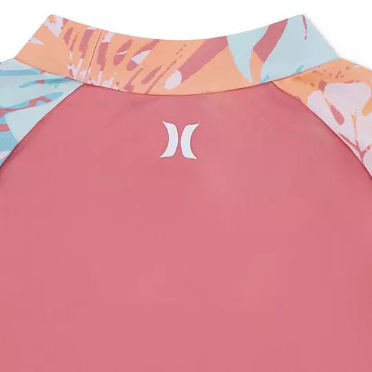 HURLEY® Junior Girls' Rashguard & Bikini 3-Piece Swimsuit Set for Ages 7-16 | UV Protection Swimwear for Beach, Pool & Surfing