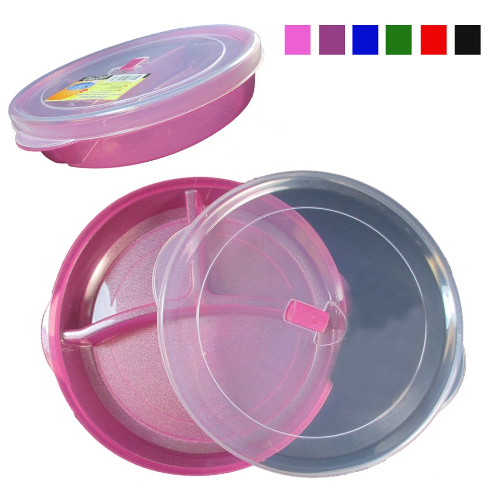 2 Pack BPA-Free Divided Plates with Lids - Microwave & Dishwasher Safe Lunch Containers for Kids, Adults | Perfect for School, Office, Picnics & Meal Prep