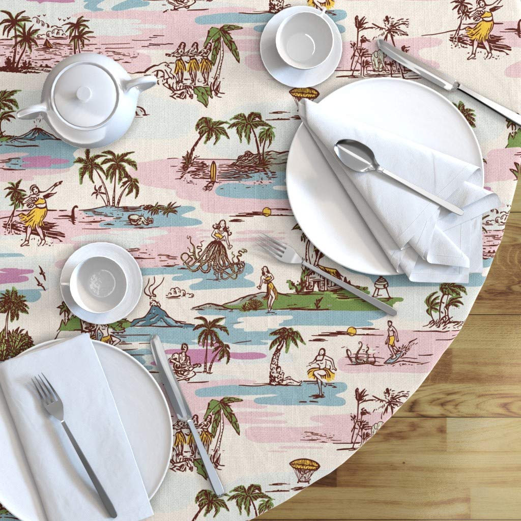 Polynesian Paradise Vintage Tropical Tablecloth - 90