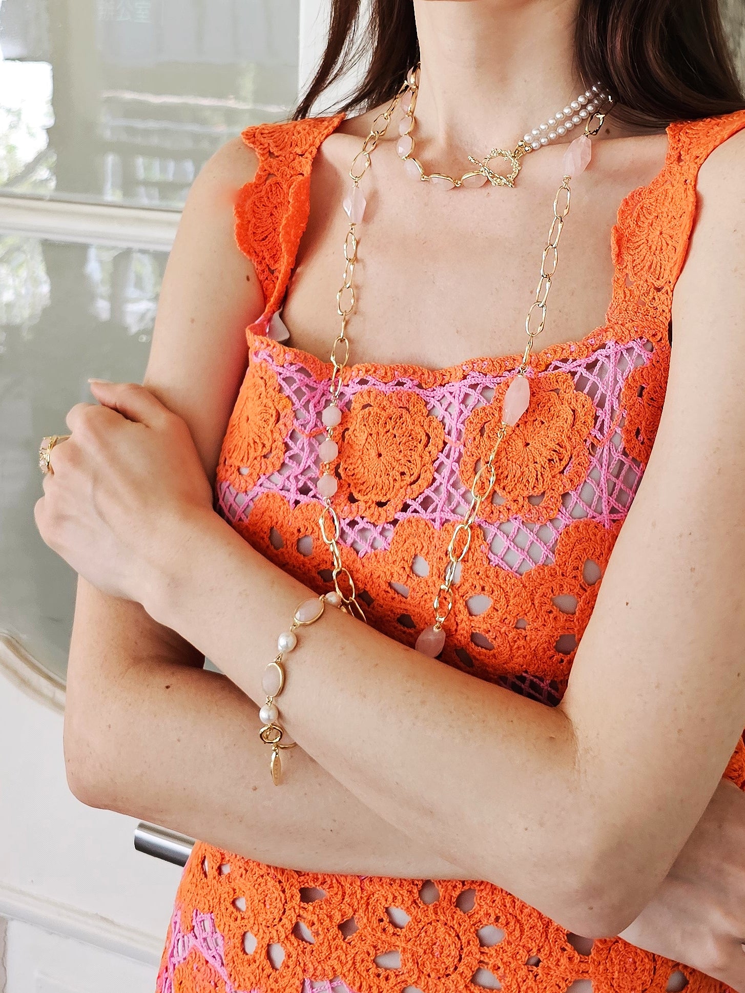 Rose Quartz & Freshwater Pearl Necklace for Women - Elegant Dainty Jewelry Gift for Birthday, Anniversary & Valentine's Day | Healing Crystal & Fashion Statement
