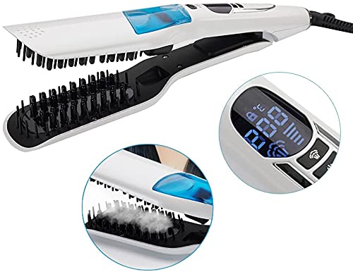 Negative Ions Hair Straightening Brush with Fast Heat Up for Thick Coarse Long Hair - White | Salon-Quality Styling at Home for Smooth & Shiny Hair