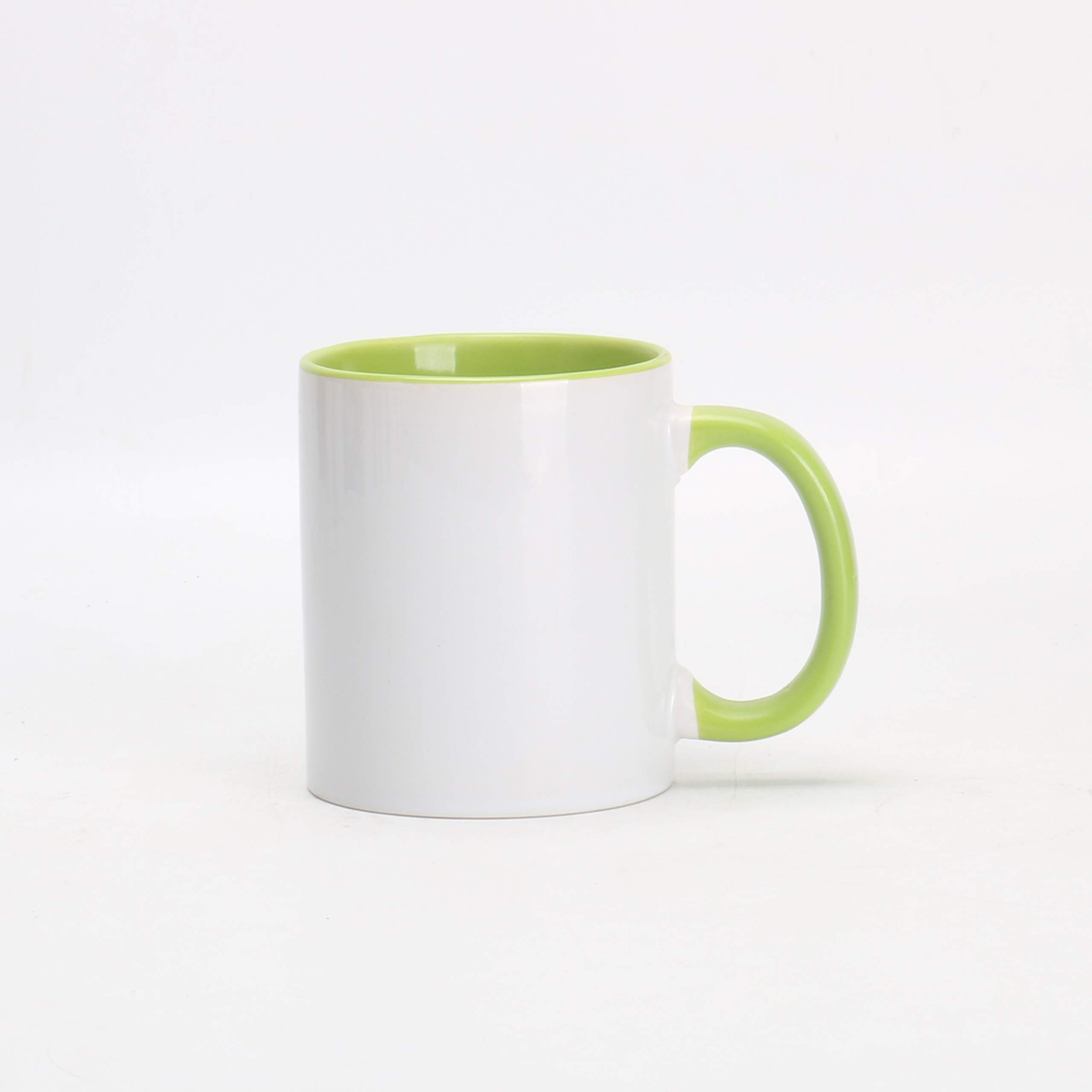 11oz White Ceramic Sublimation Coffee Mug with Green Interior & Handle - Perfect for Custom Photo Gifts, Office Use & Home Decor (36-Pack, Green)