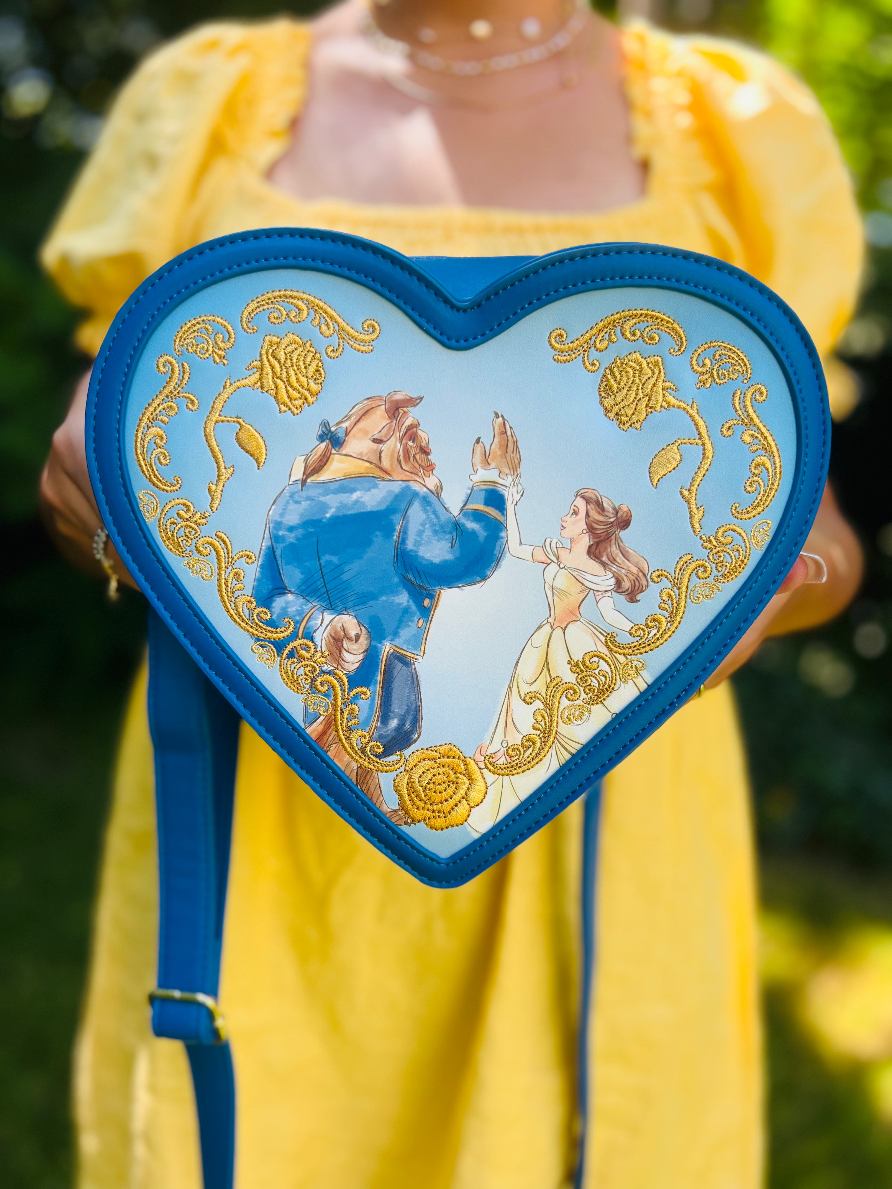 Beauty and the Beast Convertible Heart Necklace Pendant - Disney Princess Jewelry Gift for Women & Girls - Perfect for Cosplay, Birthday & Valentine's Day