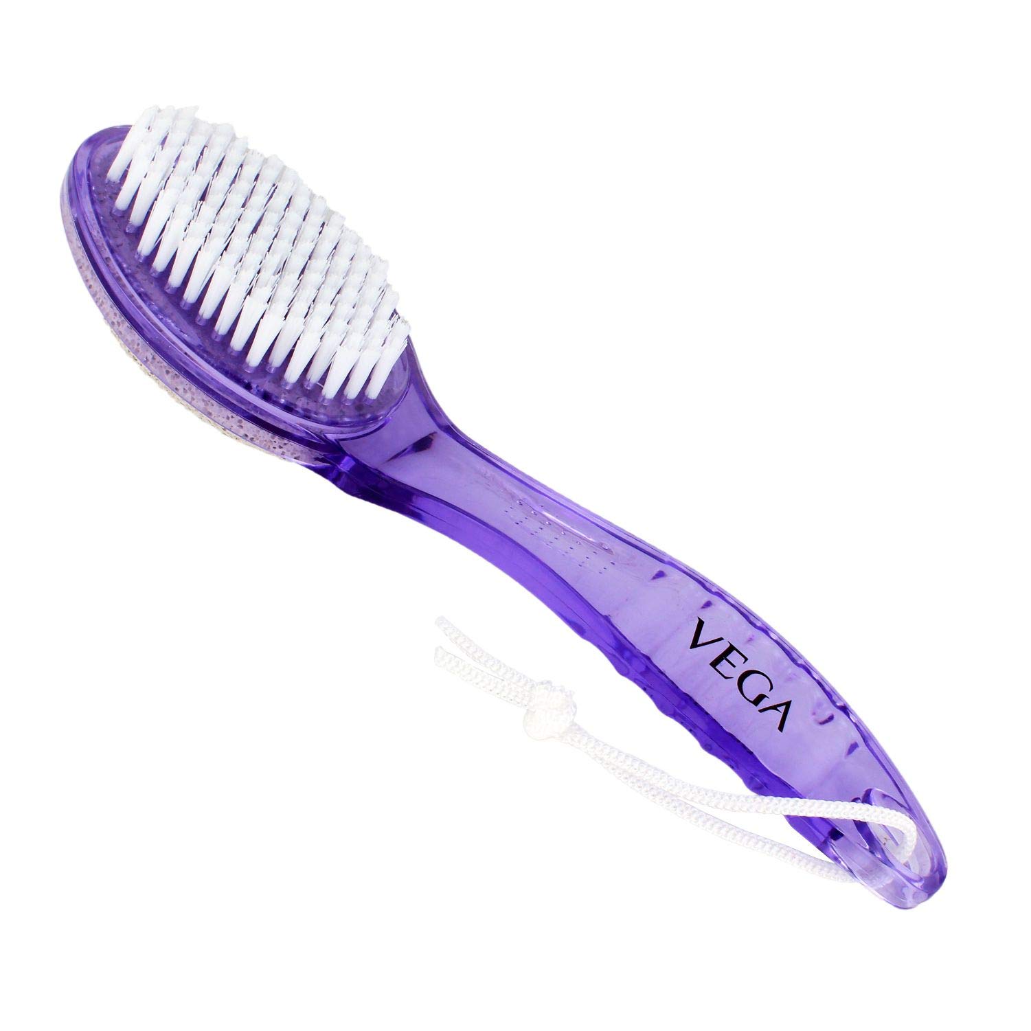 VEGA Pumice Stone & Nail Brush with Handle for Men and Women - Exfoliating Foot Scrubber & Callus Remover - Perfect for Pedicure, Manicure, and At-Home Foot Care (Color May Vary)