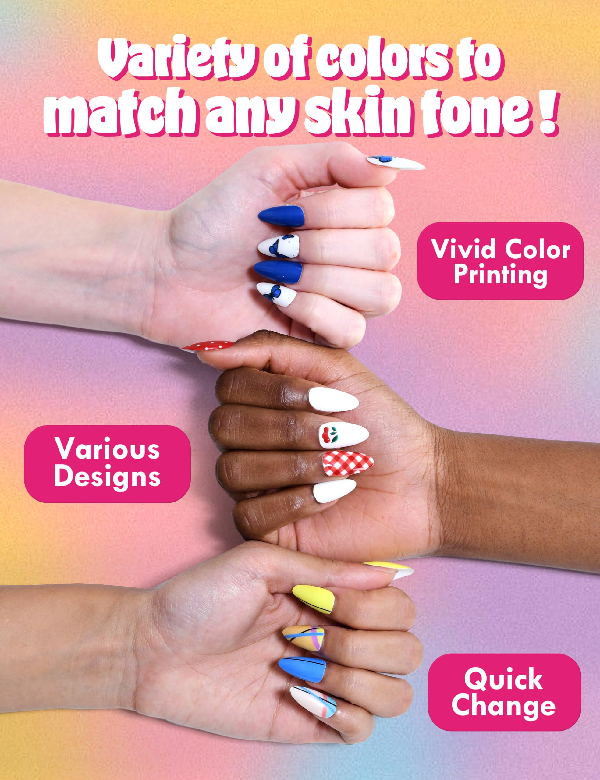NAILPOP Wireless Automatic Nail Art Printer Machine - Digital Nail Design Printer with 10 Nail Sticker Sheets | Limitless Custom Nail Designs & Easy Operation | Perfect for Home Salon, DIY Nail Art & Professional Nail Technicians (Pink)