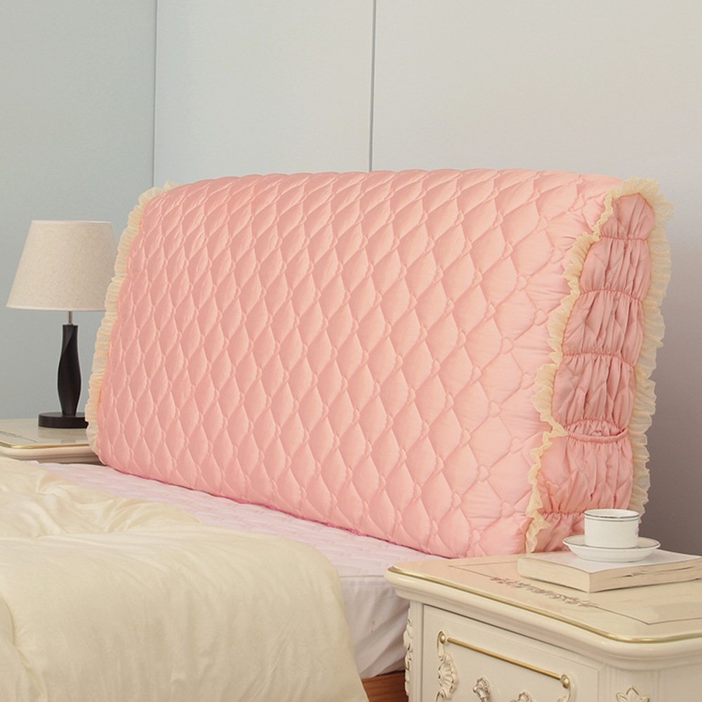 Luxury Silk Bed Headboard Slipcover Protector - Super King Size Washable Dust Cover for Bedroom Decor, Pink (58cm) - Perfect for Reading Pillows, Home Decoration & Bedside Protection