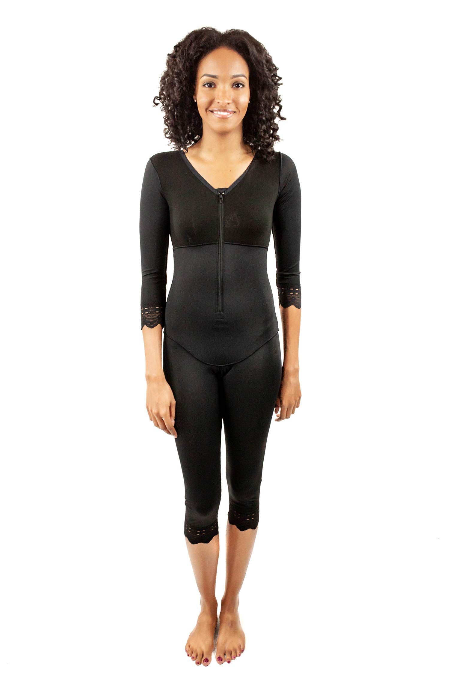 ContourMD Full Body Shaper for Women with Sleeves - Mid Calf Compression Garment in Beige (Size 28S) - Slimming Shapewear for Everyday Wear & Special Occasions