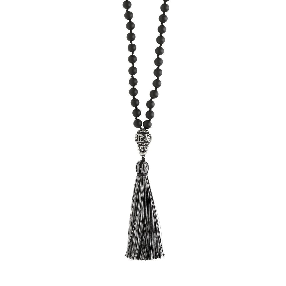 Black Agate Gemstone Mala Beads - 108 Prayer Beads for Meditation, Yoga & Spiritual Healing - Handmade Buddhist & Hindu Prayer Necklace for Mindfulness & Stress Relief