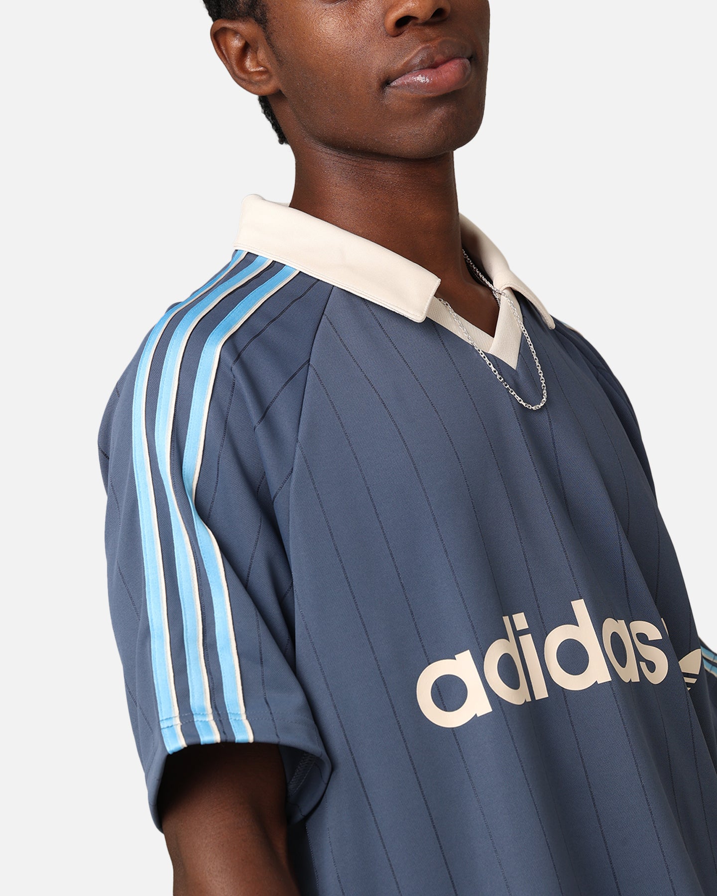 Adidas Pinstripe Jersey - Vintage Soccer Jersey for Men - Authentic Preloved Ink Design - Perfect for Match Days & Casual Wear