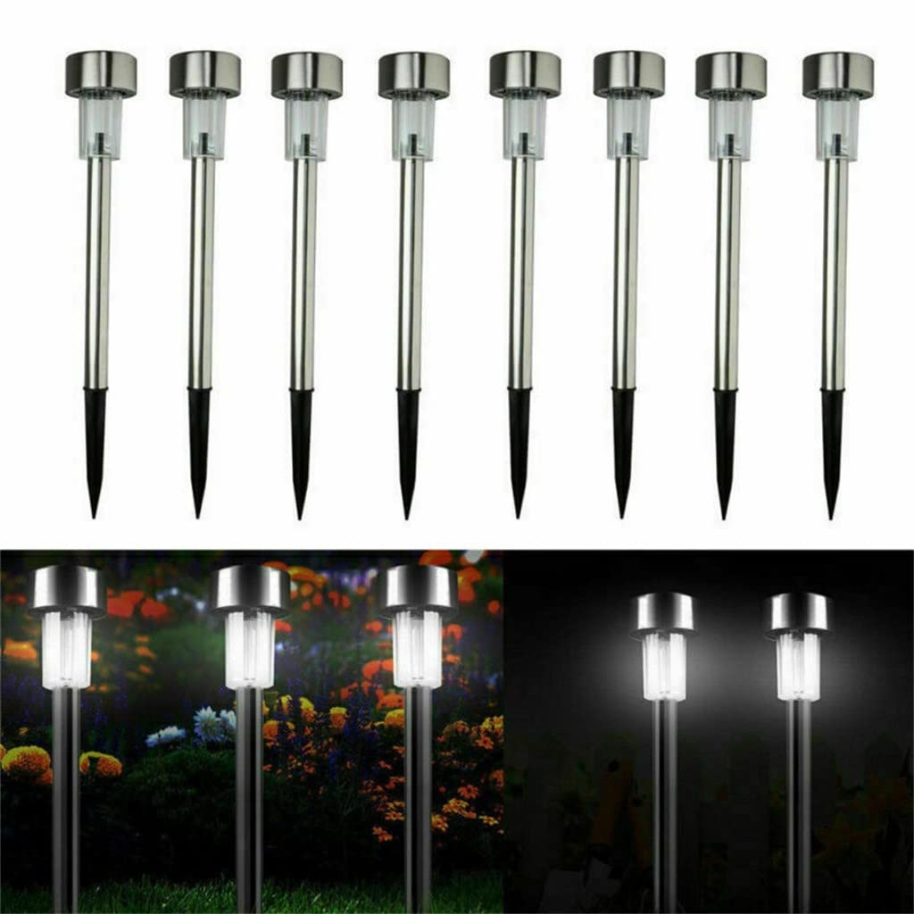 8PCS Solar Lights Outdoor Waterproof - Stainless Steel LED Garden Lights for Patio, Yard, Pathway | Solar Powered Landscape Lighting for Home Decor & Outdoor Ambience