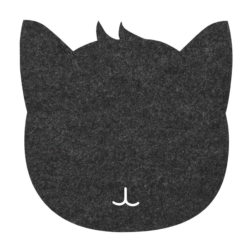 Cat-Shaped Anti-Static Mouse Pad - Dark Grey Felt Desk Mat for Office & Gaming, Ergonomic Computer Mousepad for Work & Home Use