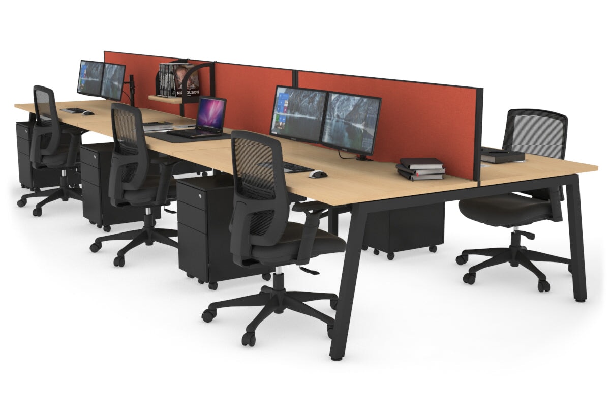 Quadro 6-Person Office Workstation Desk - 1400L x 800W with Cable Management - Perfect for Team Collaboration & Open Office Spaces