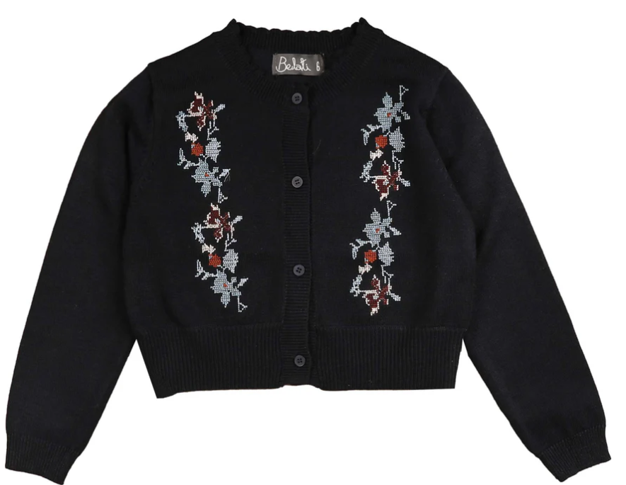 BELATI Women's Cross Stitch Embroidered Cardigan Sweater (Size 2-20Y) - Perfect for Casual Wear, Office Outfits & Spring Fashion