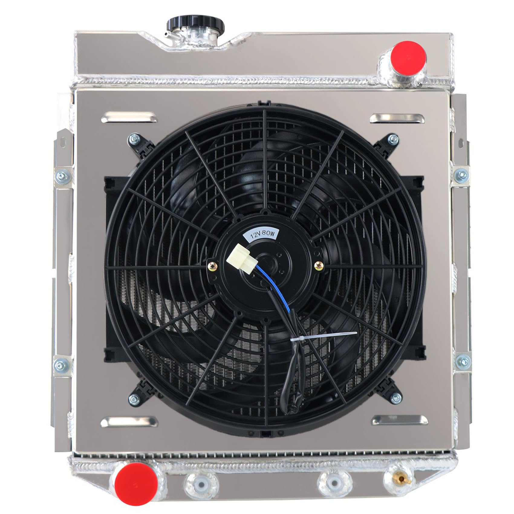 Full Aluminum 3-Row Radiator with Fan Shroud & Thermostat Relay Kit - Compatible with 1960-1965 Ford Falcon, 1963-1965 Falcon Sedan Delivery, 1965-1966 Mustang, 1960-1965 Mercury Comet L6 Engine | High-Performance Cooling Upgrade for Classic Car Restoration & Hot Rod Builds