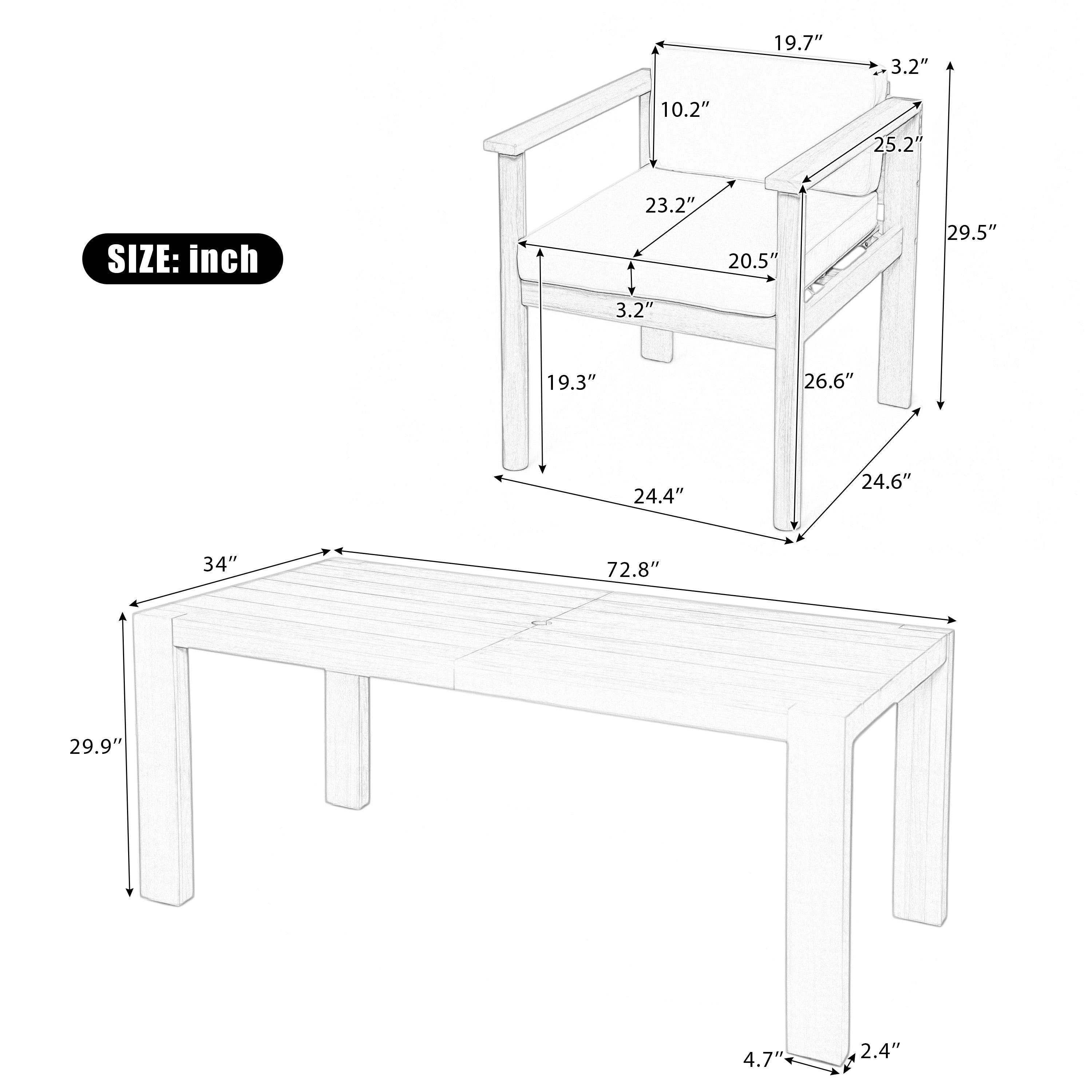7-Piece Outdoor Patio Dining Set with 72.8