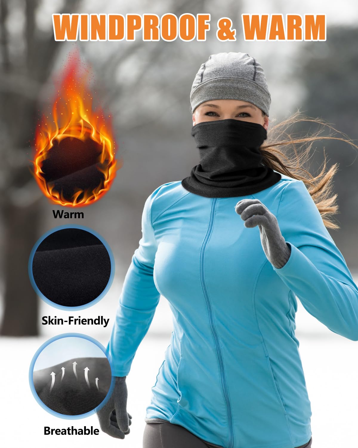 Fleece Neck Gaiter for Men & Women - Windproof Winter Face Cover & Ski Mask - Cold Weather Accessory for Outdoor Activities, Skiing, Snowboarding & Hiking